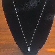 10K White Gold Rope Chain Aquamarine & Diamon...