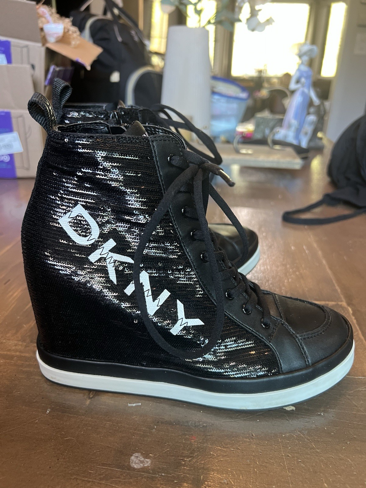 DKNY Sophie Faux Leather wedge Sneakers