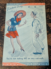 Vintage 1941 Comic Navy Visitor's Day Postcard-Exhibit Supply Co Pub-Unposted