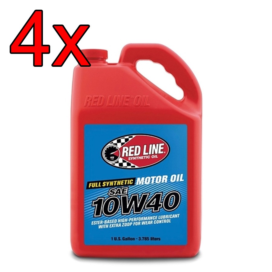 [Case of 4] Red Line Full Synthetic 10W40 Engine Motor Oil 1 Gallon