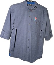 Domino's Pizza Polo Shirt Mens Medium Blue Button 3/4 Sleeve Barco DP1026