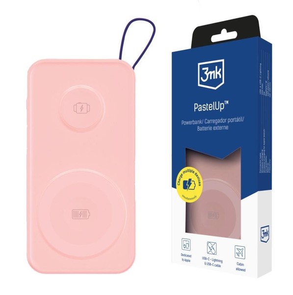 Powerbank 3mk Pastelup 10,000Mah 22.5W USB 1A1C - Pink 3mk Protection-image