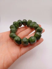 Faux-Gemstone Bracelet / Resin Stone Bracelet / Green Stone Stretch Bracelet