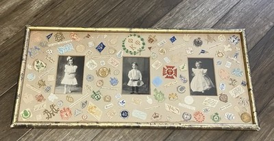 Antique Shadow Box Photograph Ivy League  Ephemera Framed Cornell Princeton NYC