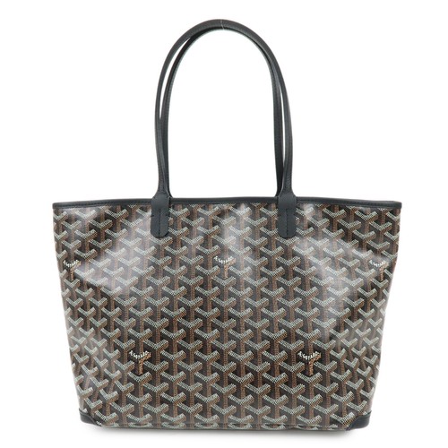 GOYARD Artois PM PVC Leather Tote Bag Hand Bag Black Brown Authentic Used F/S