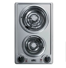 Summit CCE227SS 12" Electric Radiant Cooktop w/ (2) Spiral Burners, Manual Co...