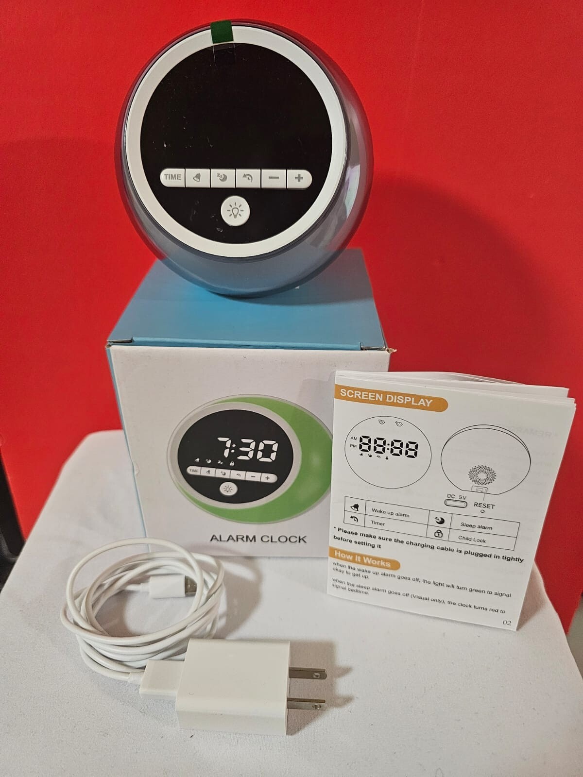 LED Digital Alarm Clock with Touch Buttons, USB Charger & Wake-Up Light-image