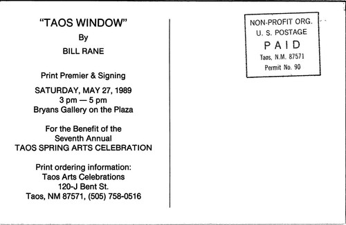 "Taos Window" by Bill Rane ART CHROME POSTCARD D1 - Picture 2 of 2