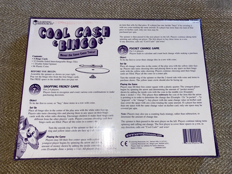 Bingo Game Cool Cash Bingo Learning Resources ages 7+ New Sealed - Image 2 of 2