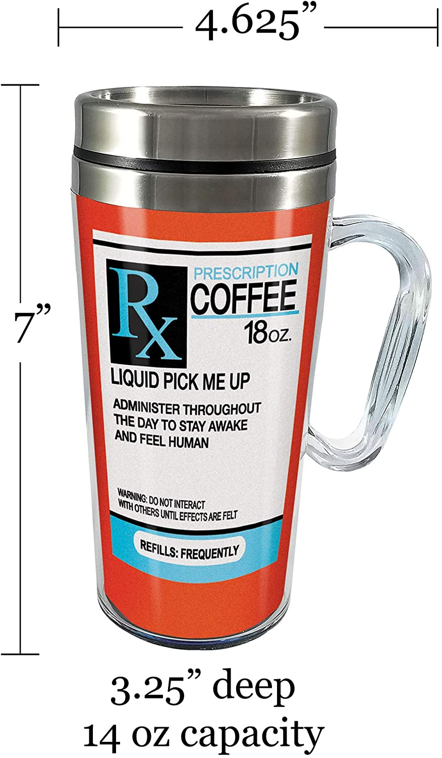  Acrylic, Insulated Travel Mug Prescription Coffee Cup Coffee