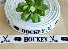 7/8" 1 YD Hockey Grosgrain Ribbon Hockey Stick Puck Ice Hockey Ribbon