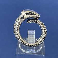 Snake Serpent Silver Tone Size 4 Adjustable Ring