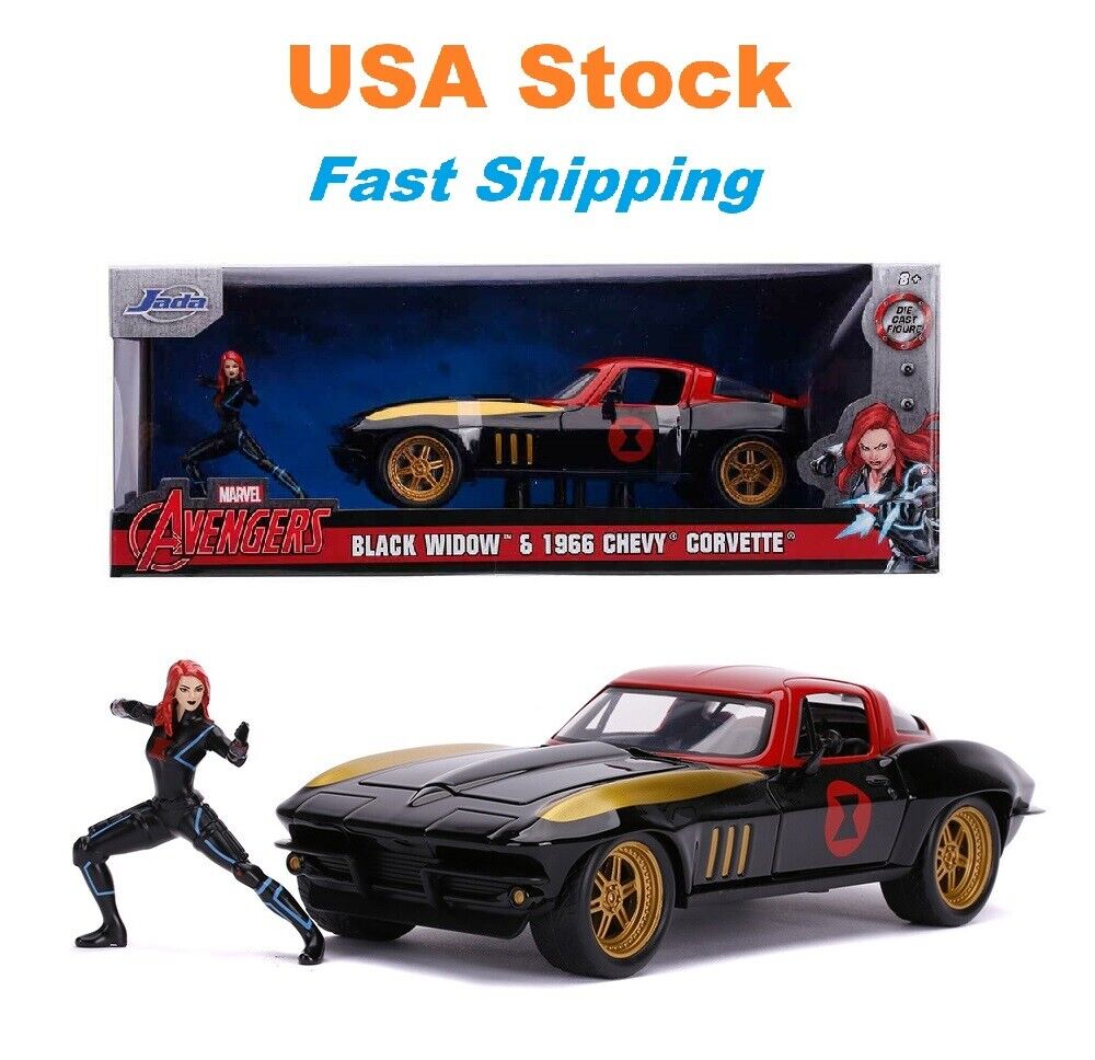 Black Widow 1966 Chevrolet Corvette Marvel Avengers Jada Black Widow 1966 Chevrolet Corvette Marvel Avengers Jada