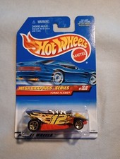 Hot Wheels 1999 Mega Graphic Series 3/4 Black TURBO FLAME #975 Mattel Wheels