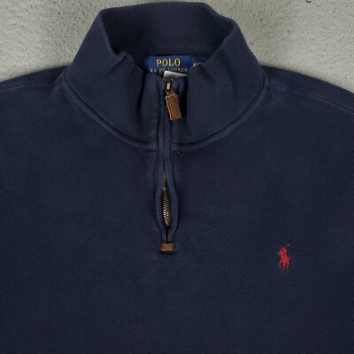 Ralph Lauren Sweater Mens Size 2XL Blue Pony 1/4 Zip Pullover