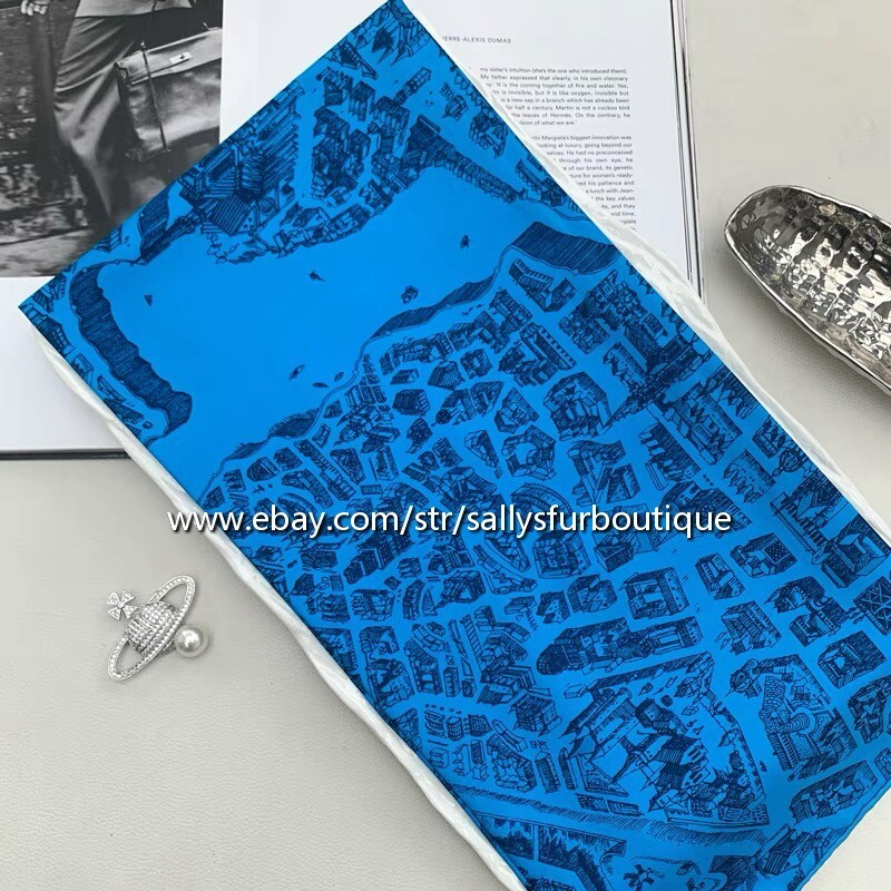 18 Momme Heavy Twill Silk Wrap Scarf Stole City Horse Print Square Shawl 35