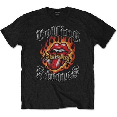 The Rolling Stones Flaming Tattoo T-Shirt Gr.M The Doors Led Zeppelin Bob Dylan
