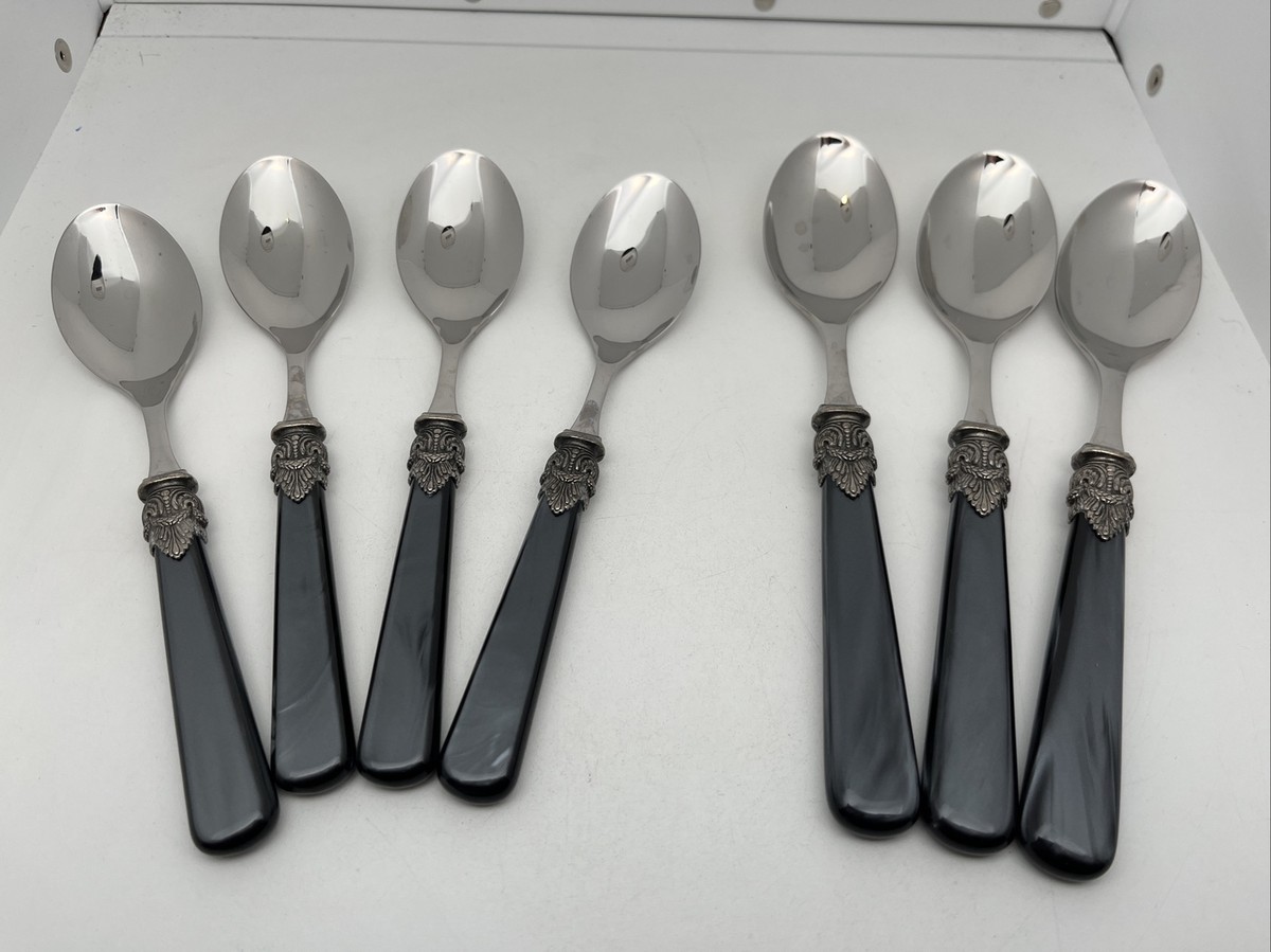 EME Napoleon Dark Gray Pearl Spoons Set Of 7 Mirror Polished 18/10