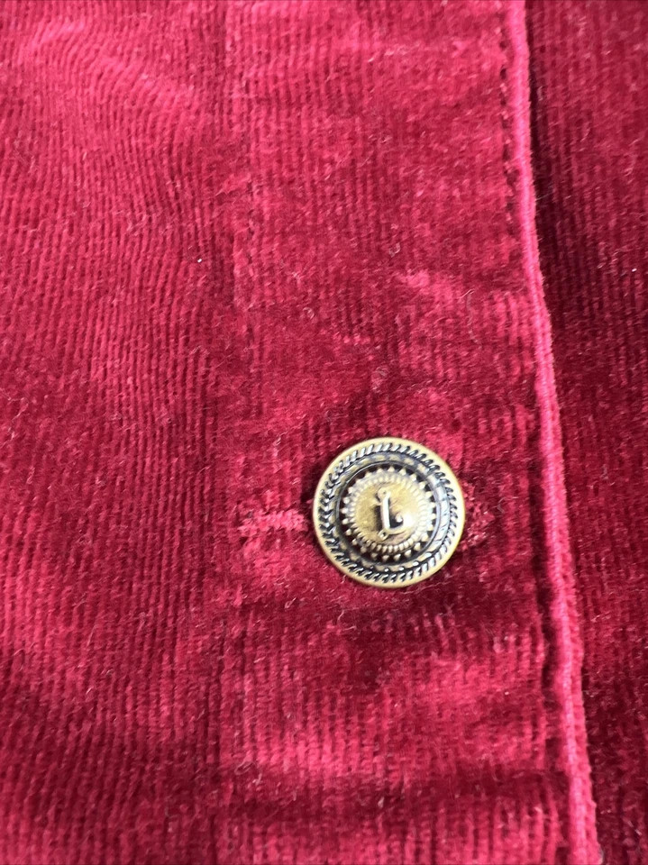 Chaqueta de terciopelo borgoña Live A Little para mujer talla 2XL manga larga abotonada Foto 4 de 4