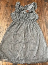 NWT LANE BRYANT Gray Lace Dress, Size 1X, Sleeveless, V-Neck, Ruffle, PRETTY!