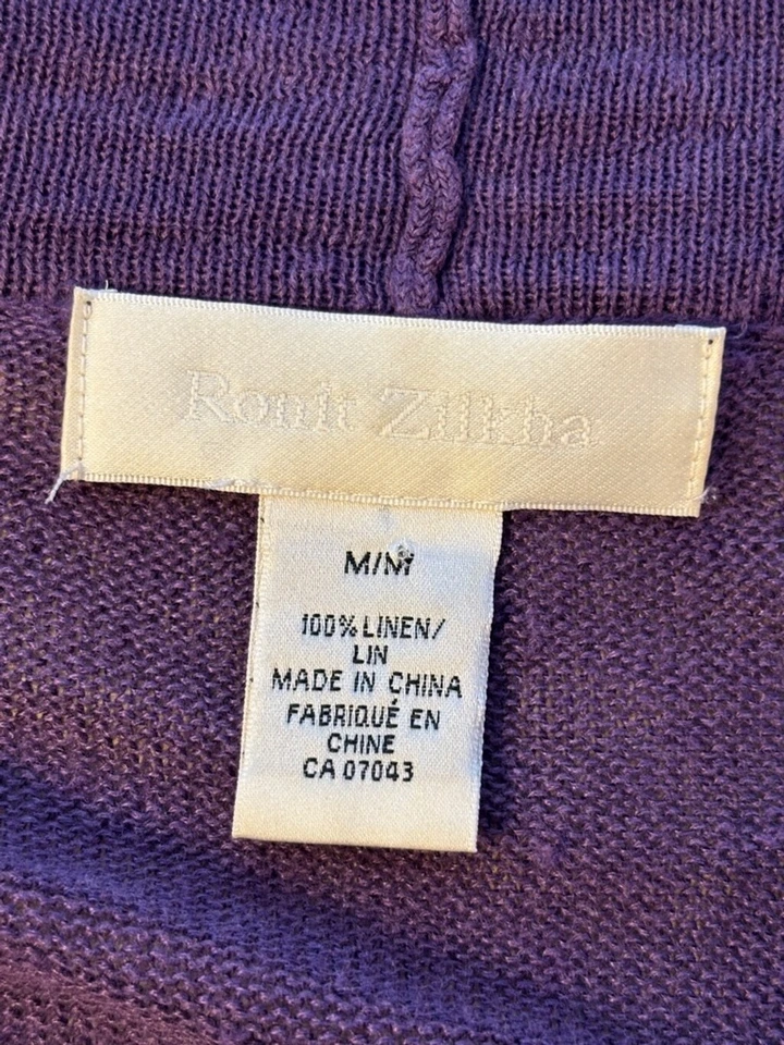 Ronit Zilkha Linen Full Length Open Cardigan Women's Size Medium Purple - Image 3 of 4