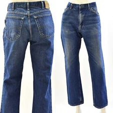 90s Vintage High Waist Straight Leg Dark Stone Wash Lee  Jeans Womens 18