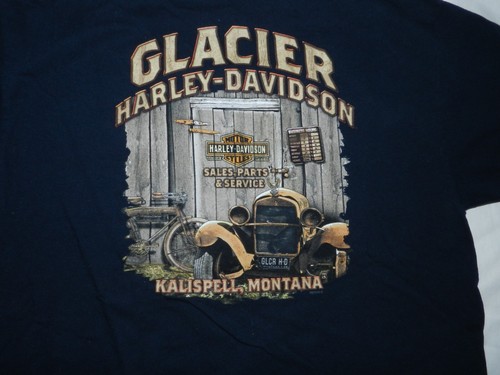 Harley Davidson Motorcycles KALISPELL MT. dual Black T Shirt Men's L Preowned - 第 7/7 張圖片