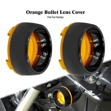 Gloss Black Bullet Turn Signal Light Amber Lens Cover Ring For Harley Road King