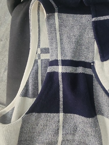 Chaps Knit Navy Plaid Asymmetrical Full Zip Up Sweater Vest Womens Plus 1XL NWT - Picture 4 of 8