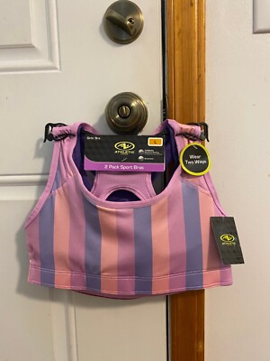 NWT GIRLS SIZE LARGE ATHLETIC WORKS 2 PACK SPORT BRAS BAND SIZE 34