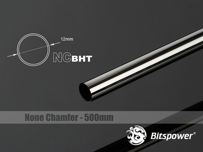 Bitspower Keine Fase Messing Hartschlauch 12mm AD 500mm - Schwarz Funkeln