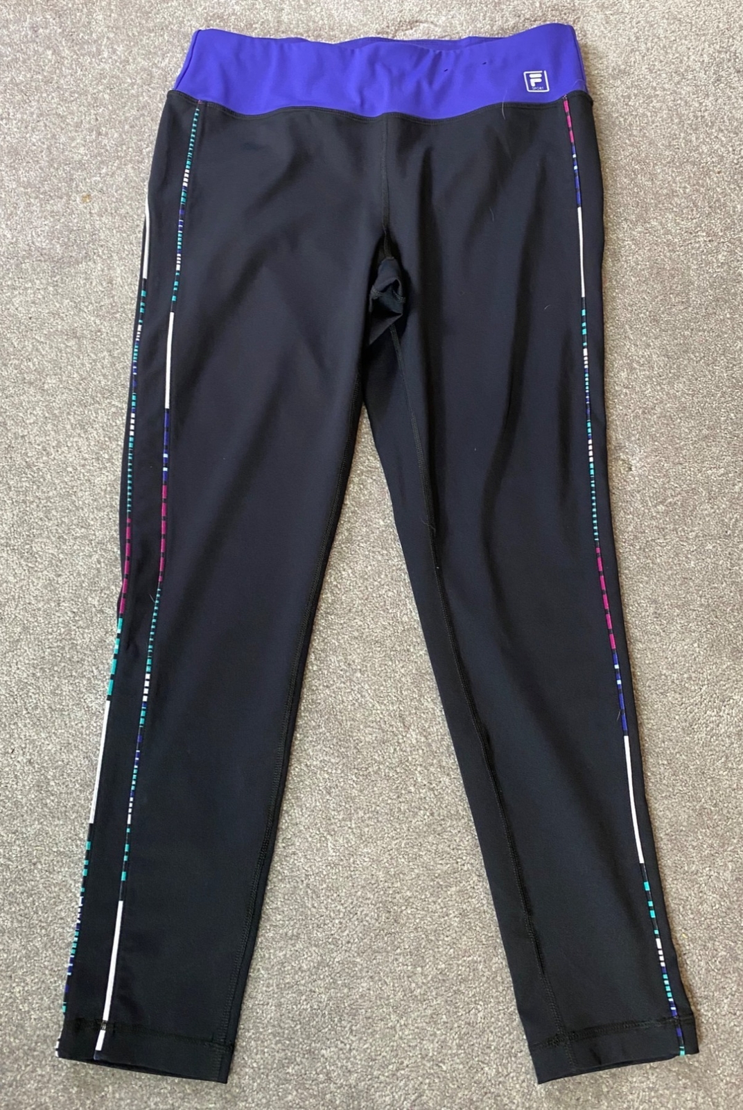 Leggings Fila nero e viola accenti multicolore grandi