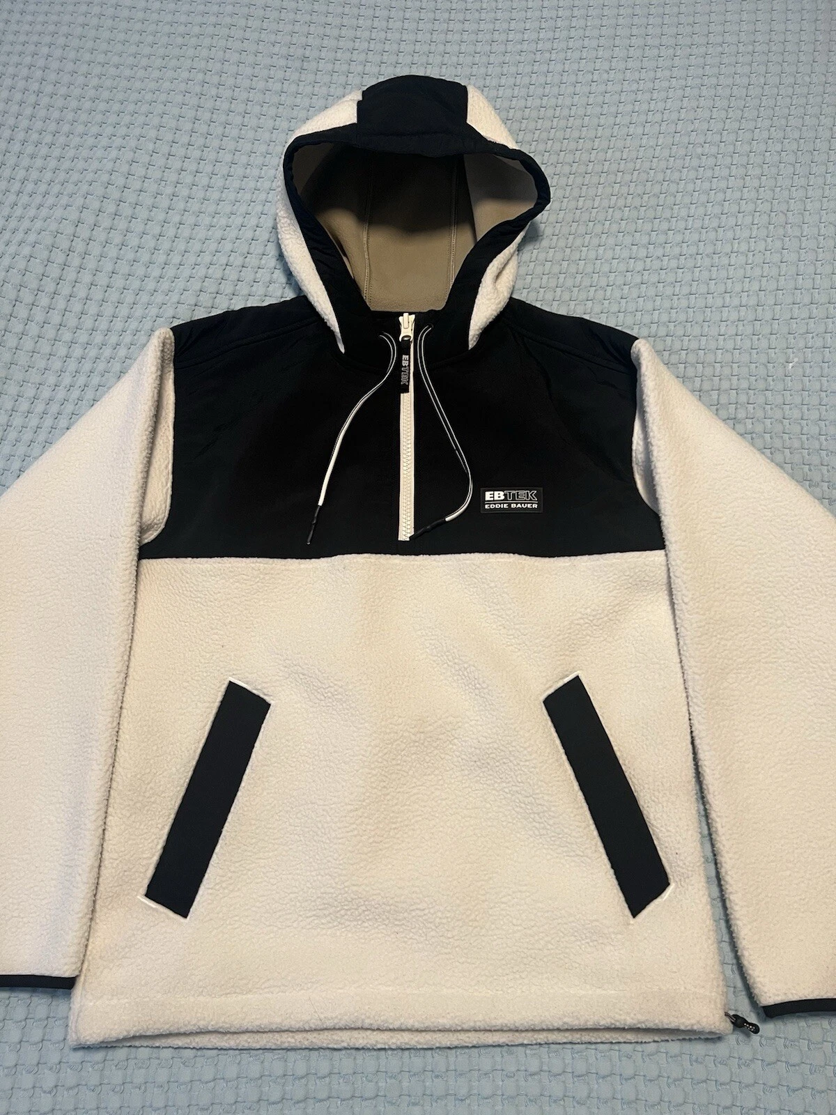 Eddie Bauer EbTek Fleece Pullover Hooded Jacket mens size small