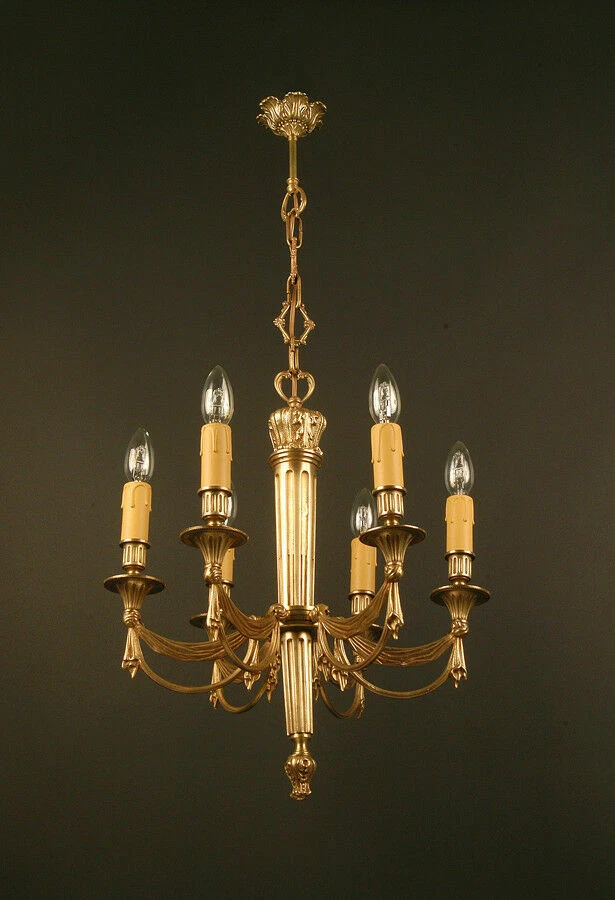 ~c1920's 2nd Empire style Gilt Bronze Swag Draped Maison Bagues Chandelier~ - Image 2 of 4