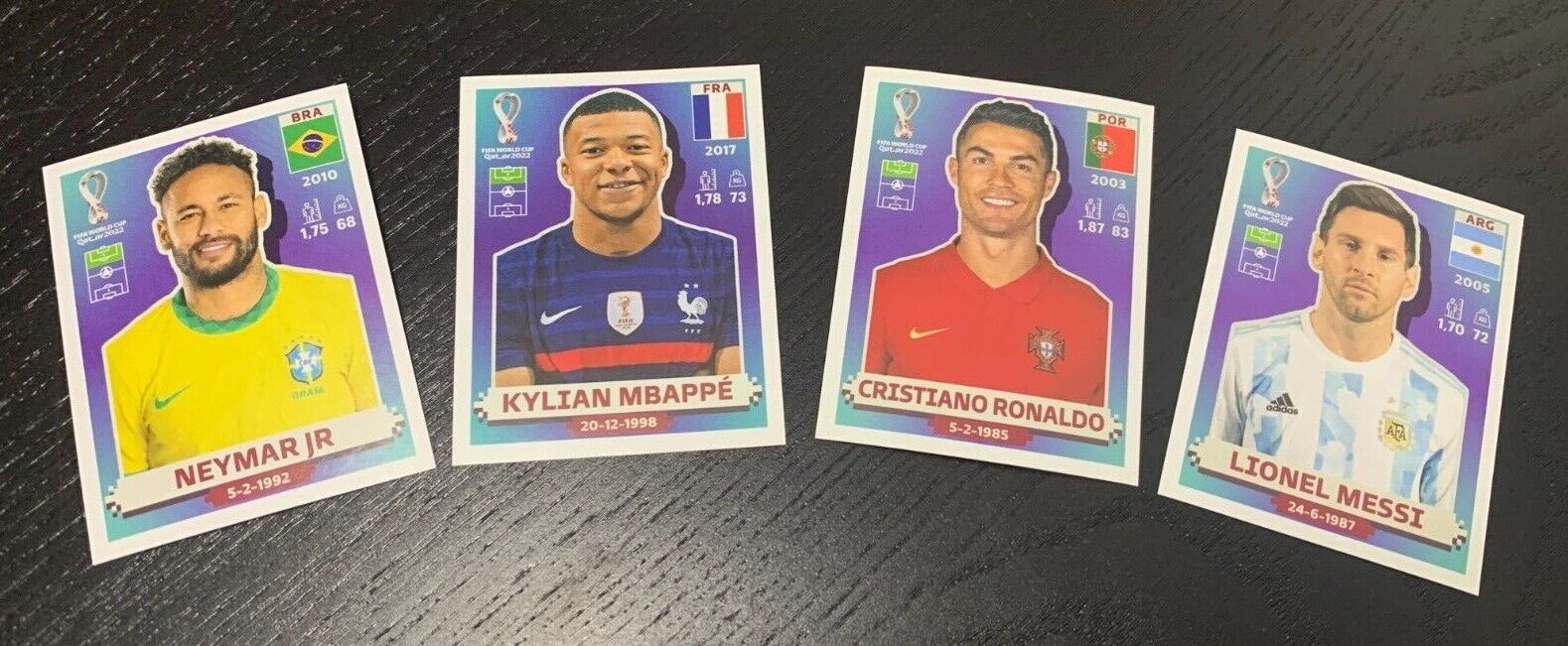 4x messi mbappe ronaldo neymar Extra sticker Bronze w cup 2022 panini