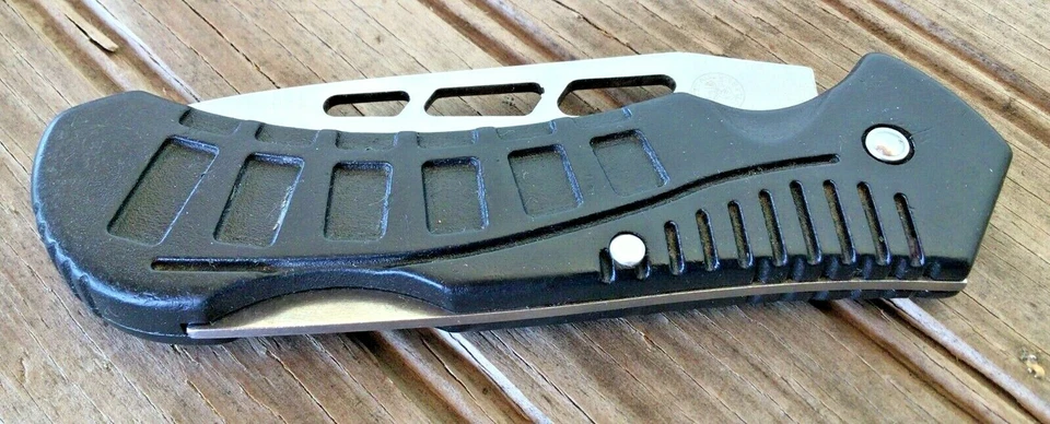 Cuchillo de bolsillo para cubiertos de cola blanca 3" hoja de borde liso negro Foto 3 de 4