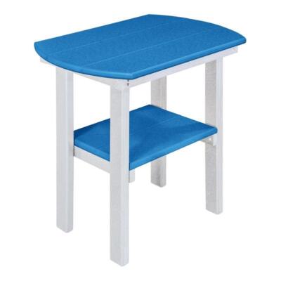 OS Home and Office Furniture 16'' Oval Resin End Table in Blue and White