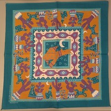 Vtg Southwest Coyote Bandana - USA 16463 - Handkerchief Dog Cactus Boho Western