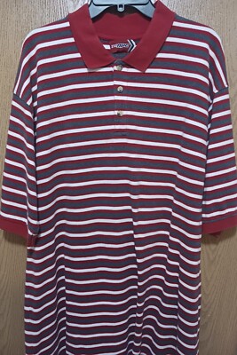 (2)Polo Shirts (Red/White-Size-4XL-Fits like Size-3XL)-(1-White/Blue-3XL)-$30.00