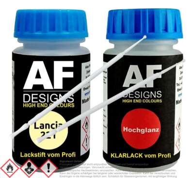 Für  Lancia 221 Giallo Primula Lackstift Klarlack Lacktupfer Autolack Set