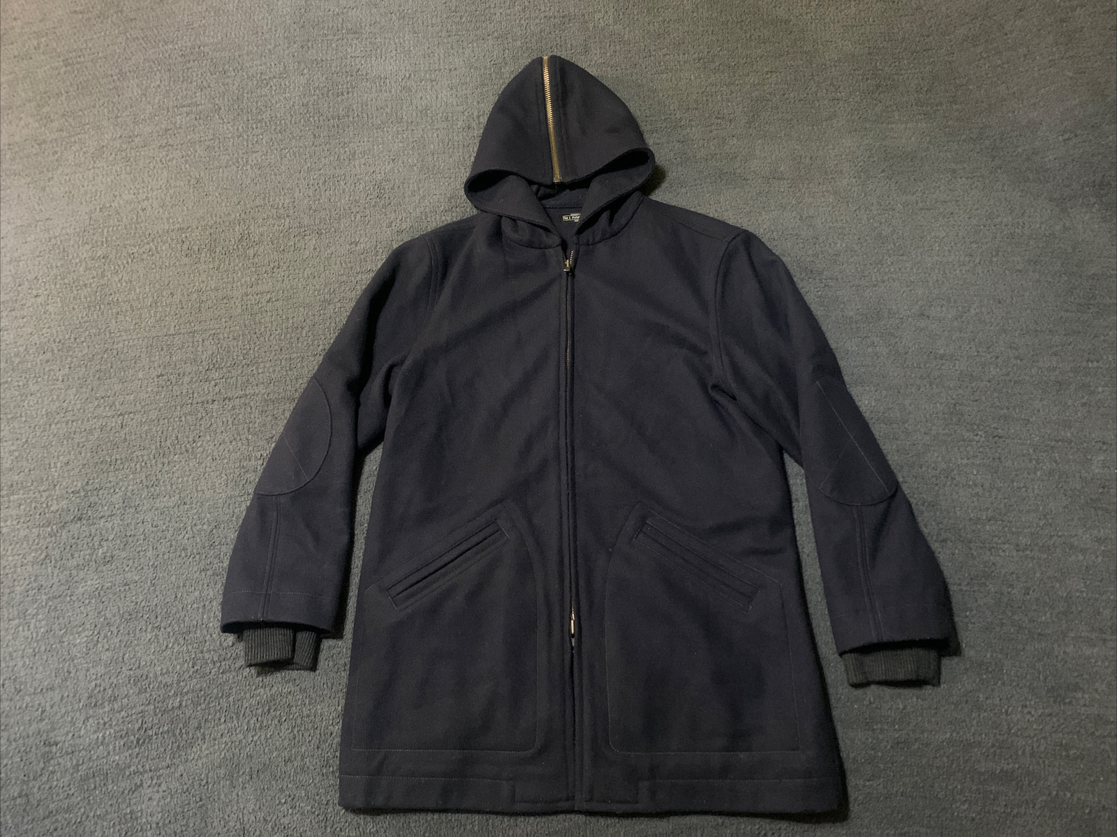 Mens J. Peterman Navy Wool Hooded Jacket Size 40