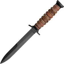 Rite Edge WWII M3 Trench Stacked Leather Stainless Steel Fixed Blade Knife 21113