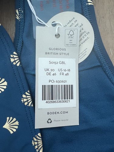 Boden Navy Blue Gold Polka Dot  Shell Cheeky Swim Bikini Bottom NWT Size 16-18 - Bild 5 von 5
