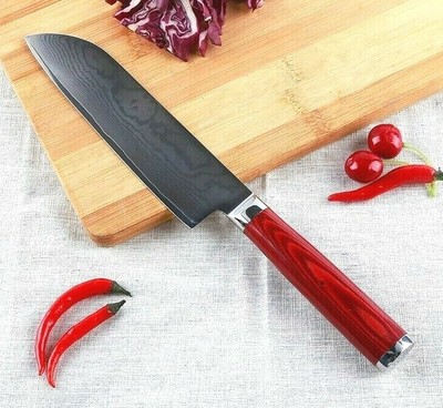 Santoku Knife 67 Layers Damascus Steel Wood Handle Chef Gyuto Slicing Beef Cut L