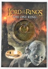 NOBLE COLLECTION LORD OF THE RINGS THE ONE RING GOLD PLATED w/ MIDDLE EARTH MAP