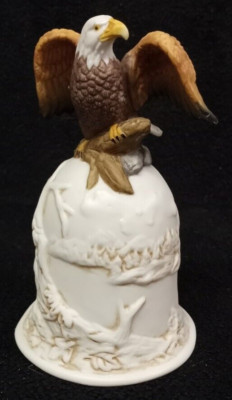 VINTAGE BALD EAGLE FIGURINE statue sculpture fine porcelain bell folk art birds