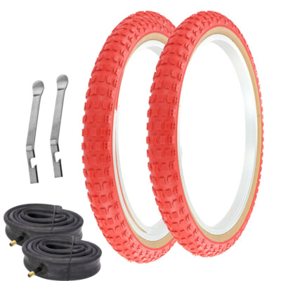 PRO+ TIRES 20 x 2.125 RED/GUM P-1079A W/ HEAVYDUTY TUBES & TIRE LEVERS