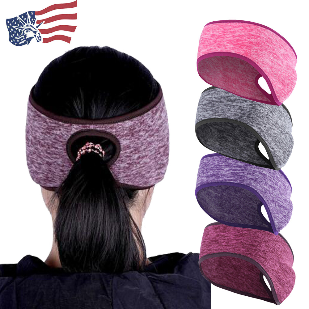Head Wrap Running Headband With Ponytail Hole Women's Ponytail