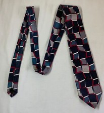 men's neck tie  KETCH polyester, patterned squares - black, blue, gray, red