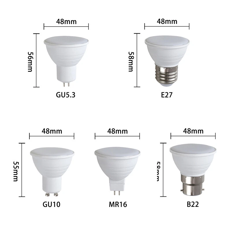 7W GU10 MR16 GU5.3 E27 B22 Dimmable 120 Degree LED Spotlight Bulbs Lamps AC 220V - Image 3 of 4
